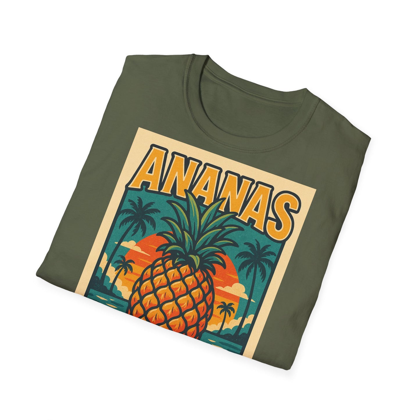 Tropical Graphic Tee, Retro Pineapple Unisex T-Shirt,