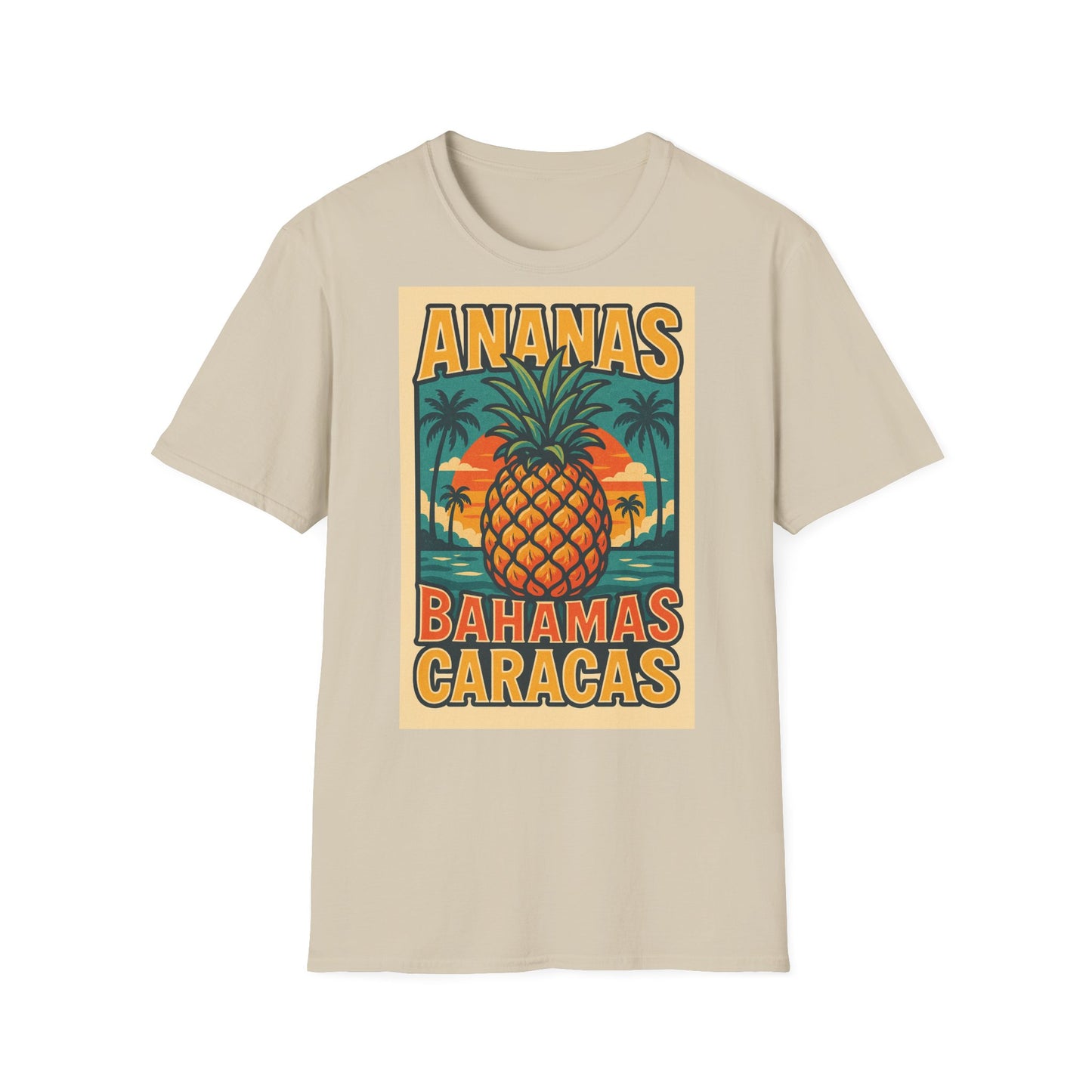 Tropical Graphic Tee, Retro Pineapple Unisex T-Shirt,