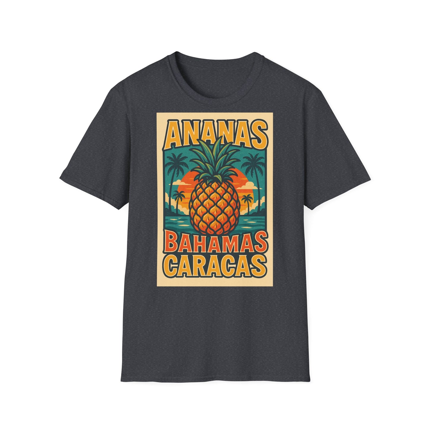 Tropical Graphic Tee, Retro Pineapple Unisex T-Shirt,