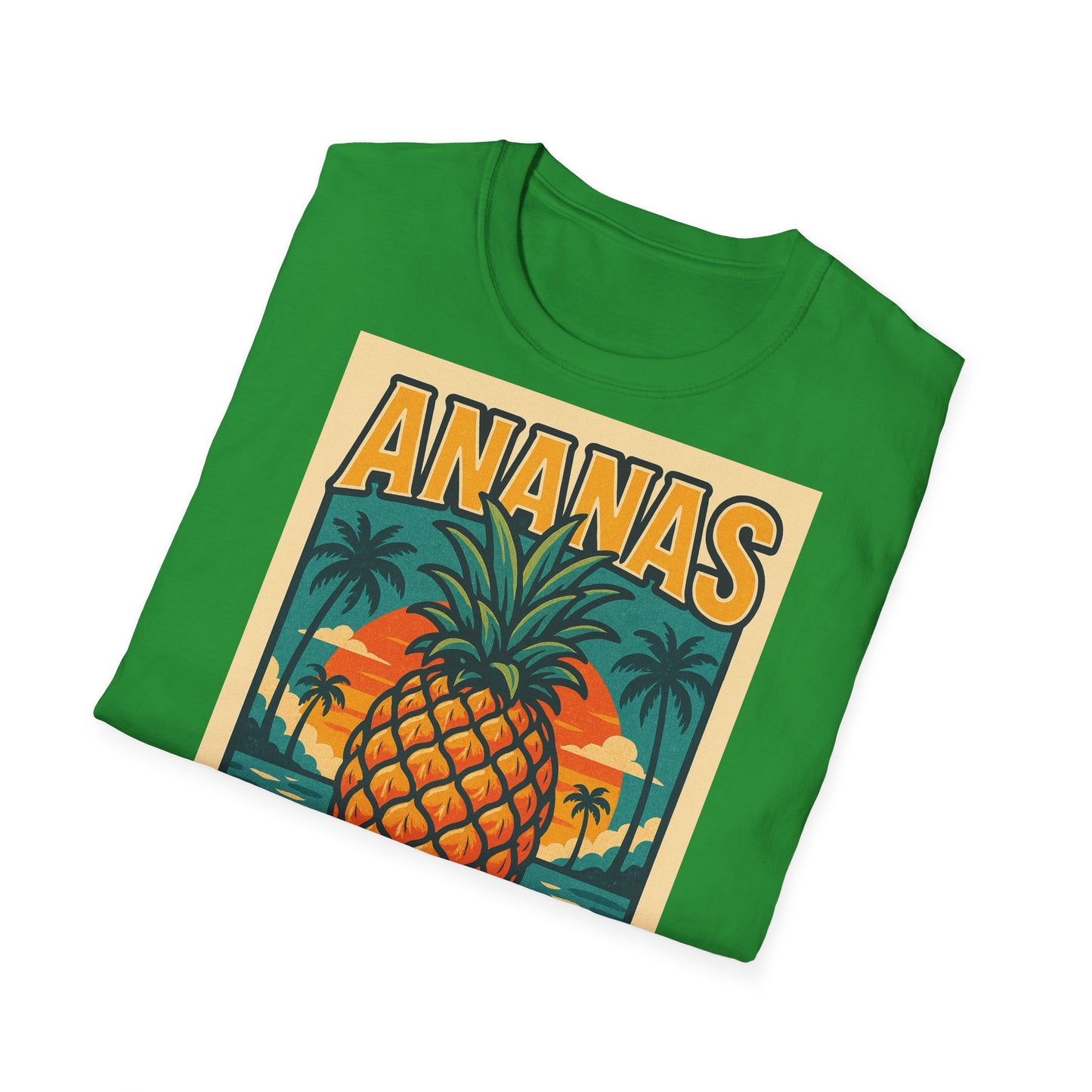 Tropical Graphic Tee, Retro Pineapple Unisex T-Shirt,