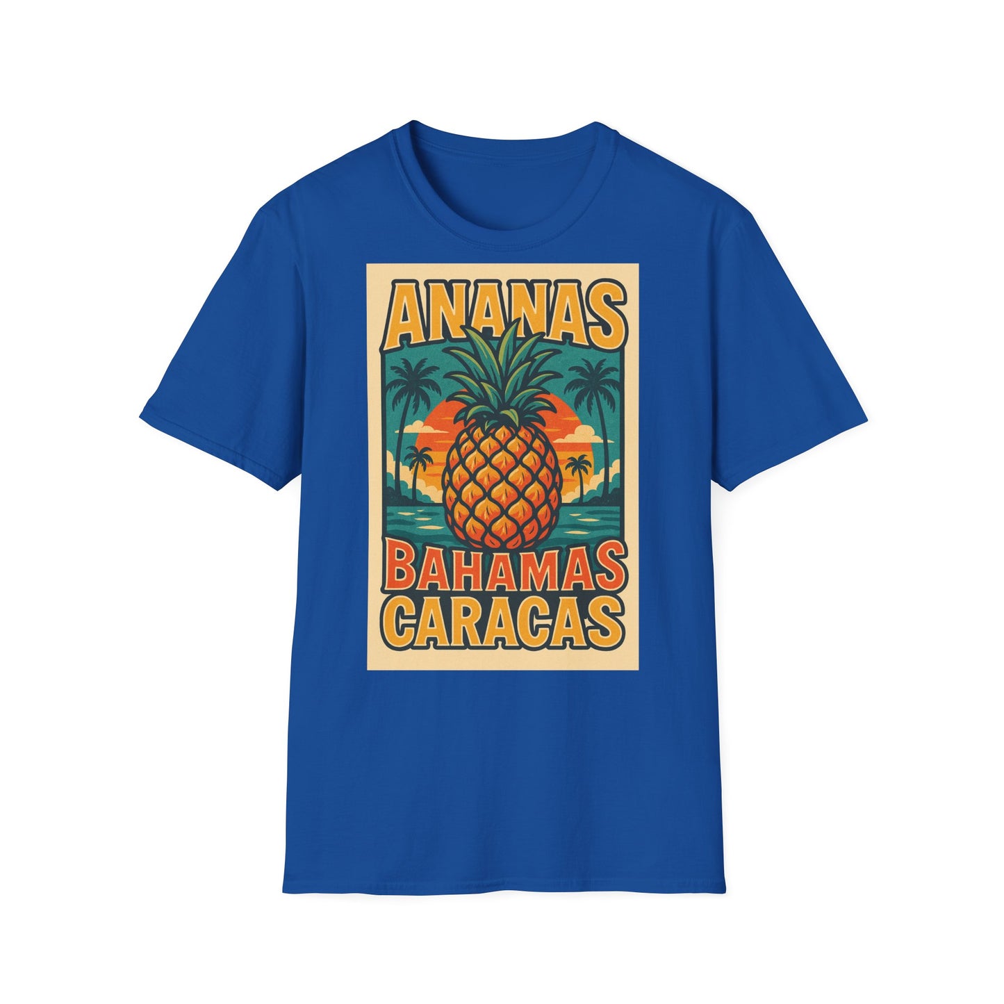 Tropical Graphic Tee, Retro Pineapple Unisex T-Shirt,