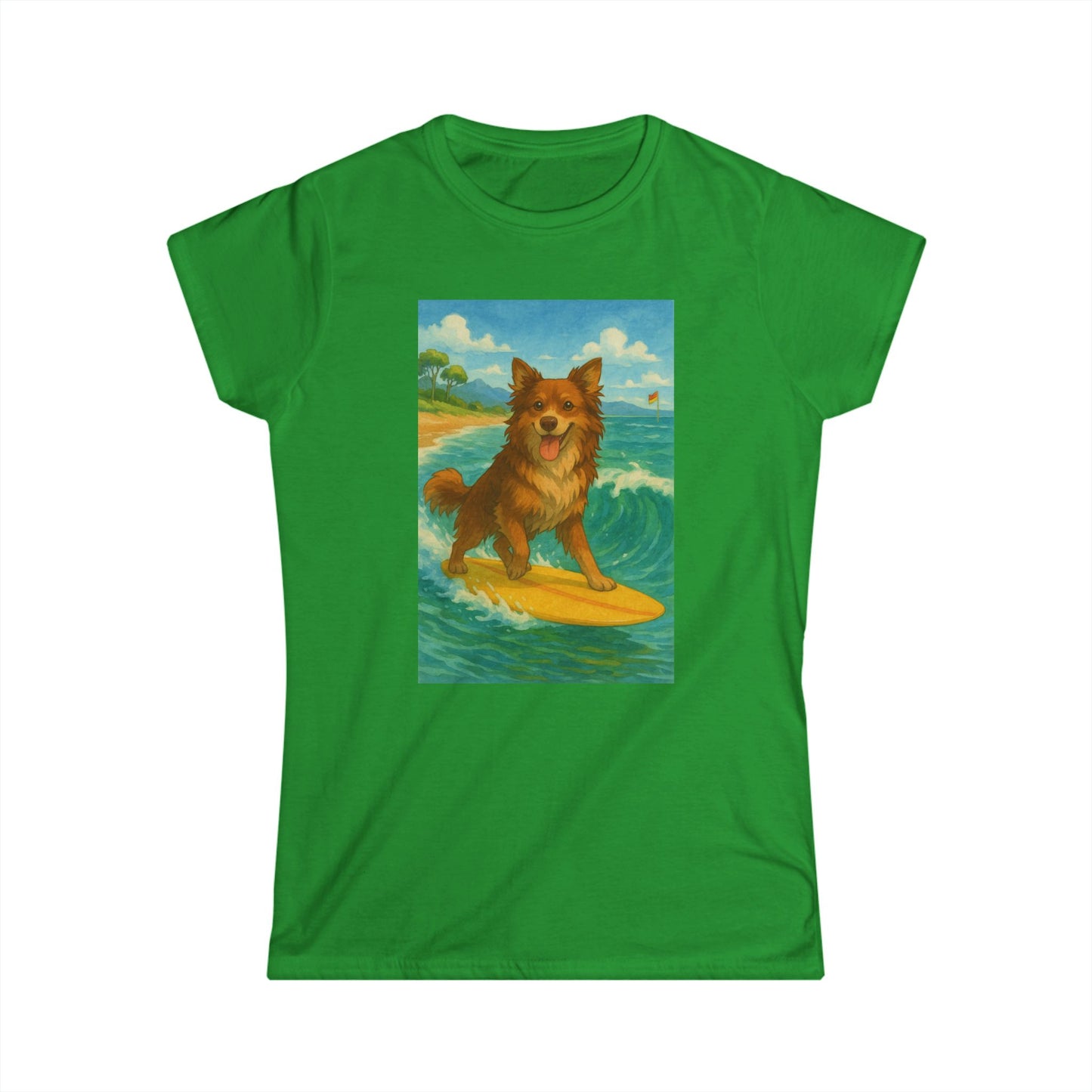 Surfing Dog Women's Softstyle Tee,