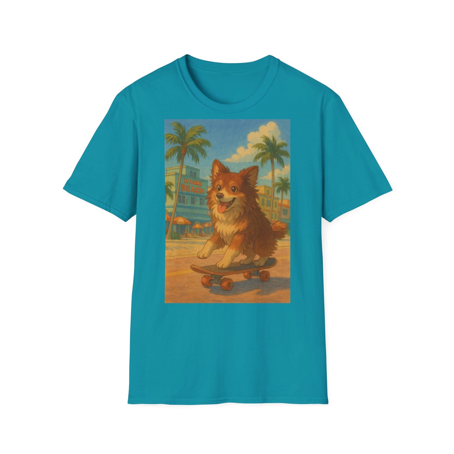 Dog on Skate Unisex T-Shirt - Cute Puppy Skateboarding Tee
