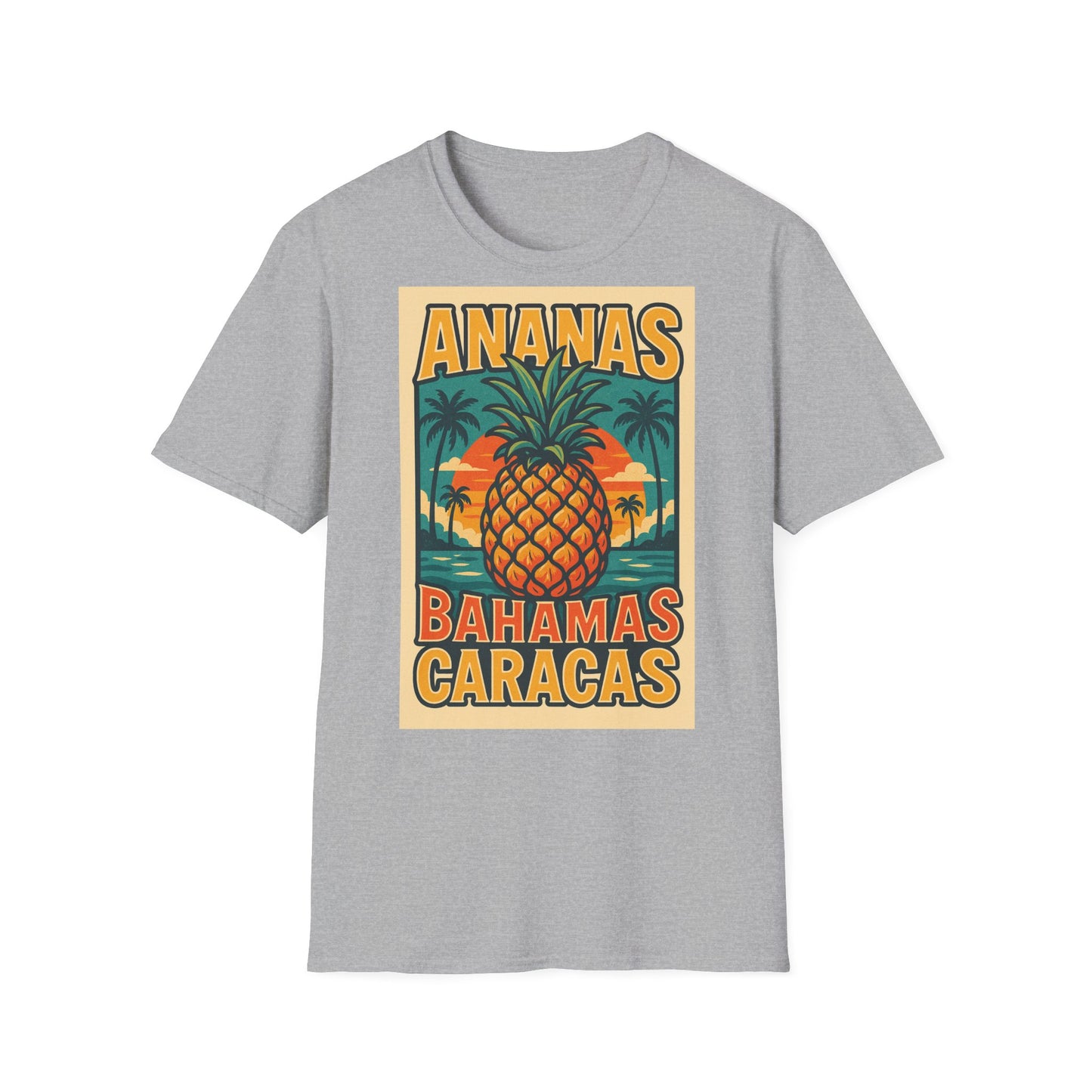 Tropical Graphic Tee, Retro Pineapple Unisex T-Shirt,