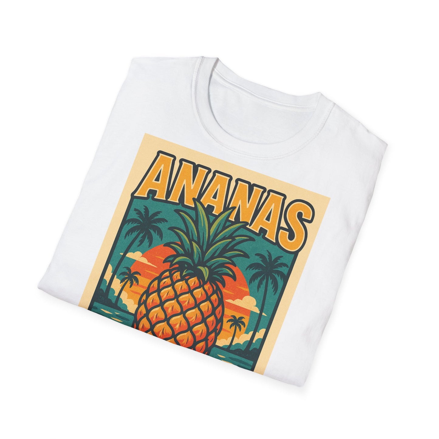 Tropical Graphic Tee, Retro Pineapple Unisex T-Shirt,