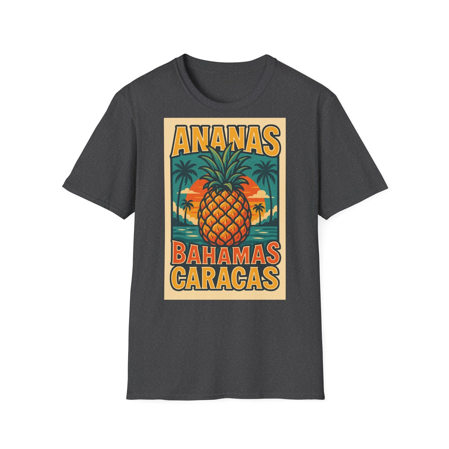 Tropical Graphic Tee, Retro Pineapple Unisex T-Shirt,