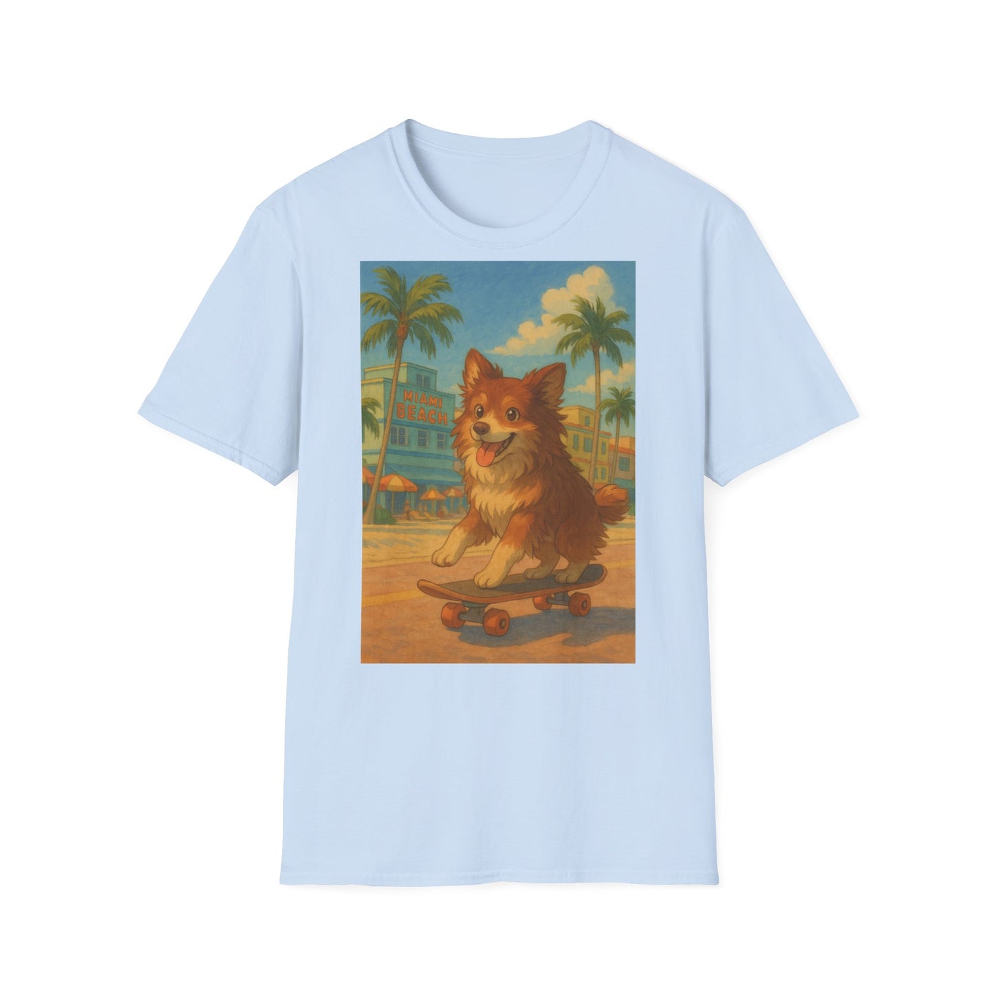 Dog on Skate Unisex T-Shirt - Cute Puppy Skateboarding Tee