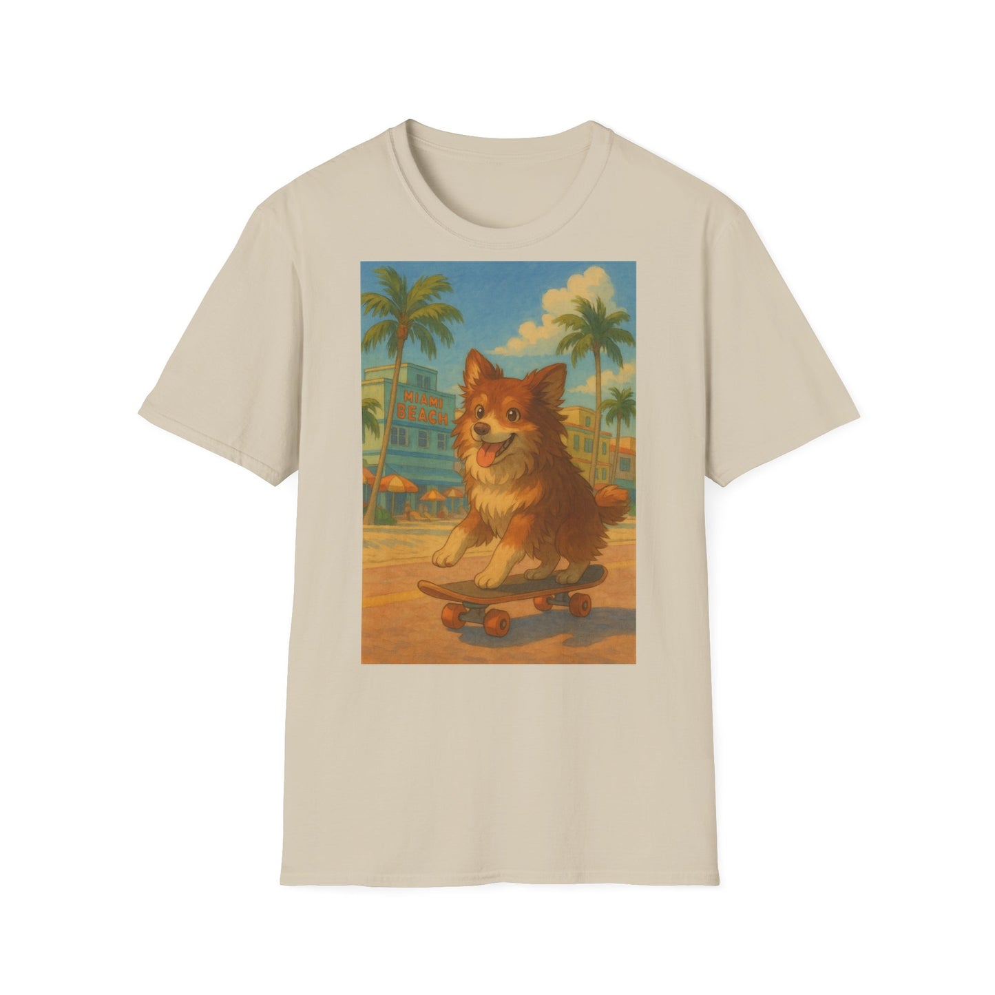 Dog on Skate Unisex T-Shirt - Cute Puppy Skateboarding Tee