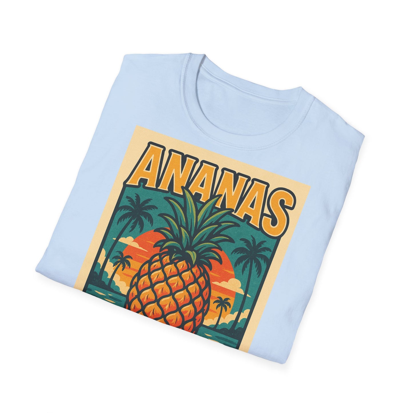 Tropical Graphic Tee, Retro Pineapple Unisex T-Shirt,