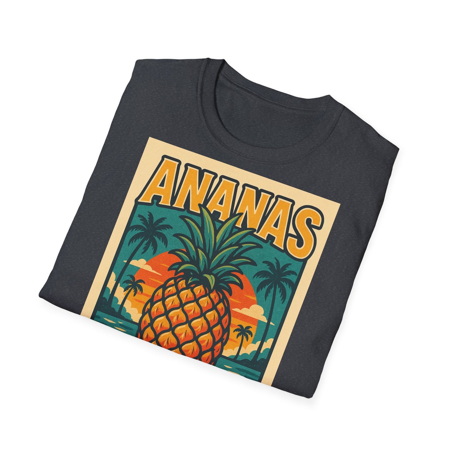 Tropical Graphic Tee, Retro Pineapple Unisex T-Shirt,