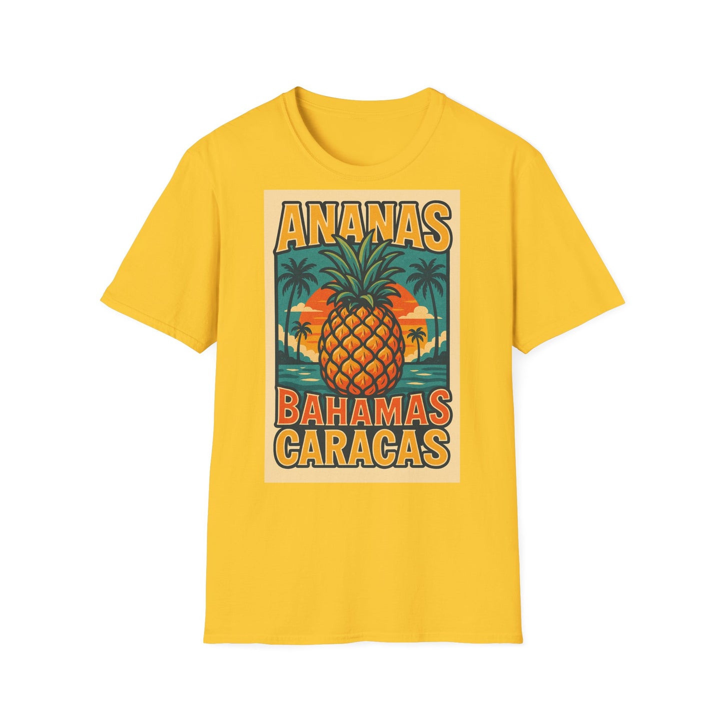 Tropical Graphic Tee, Retro Pineapple Unisex T-Shirt,