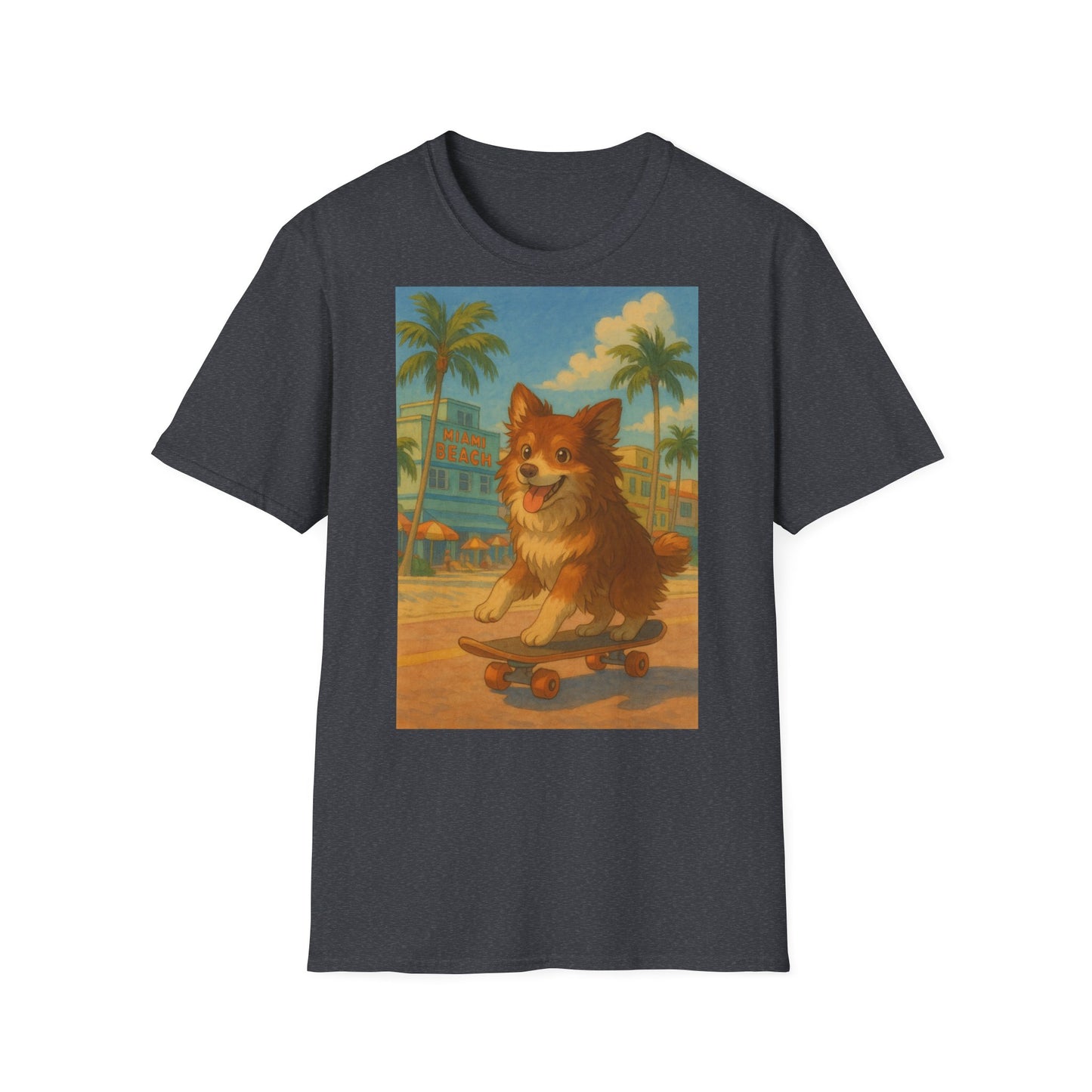 Dog on Skate Unisex T-Shirt - Cute Puppy Skateboarding Tee