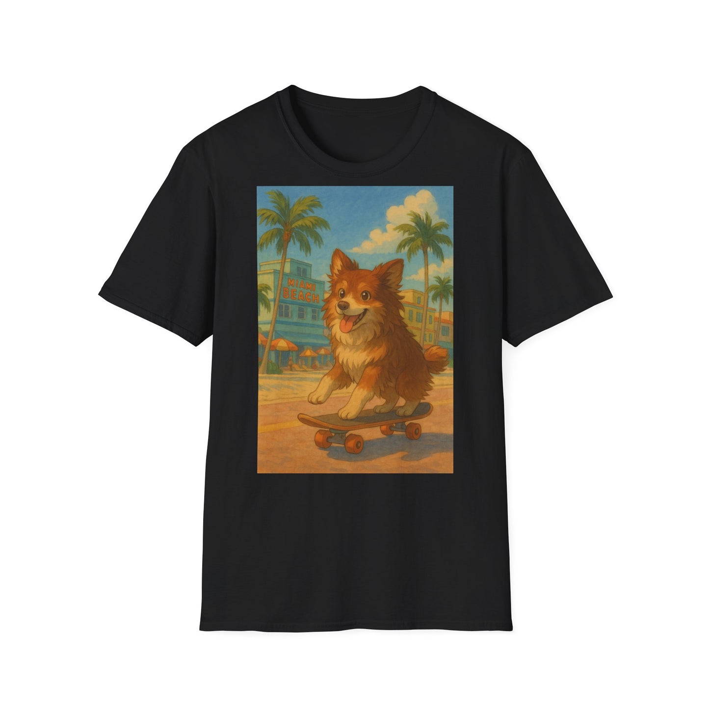 Dog on Skate Unisex T-Shirt - Cute Puppy Skateboarding Tee