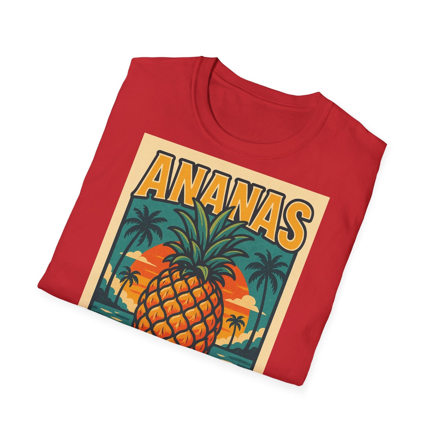 Tropical Graphic Tee, Retro Pineapple Unisex T-Shirt,