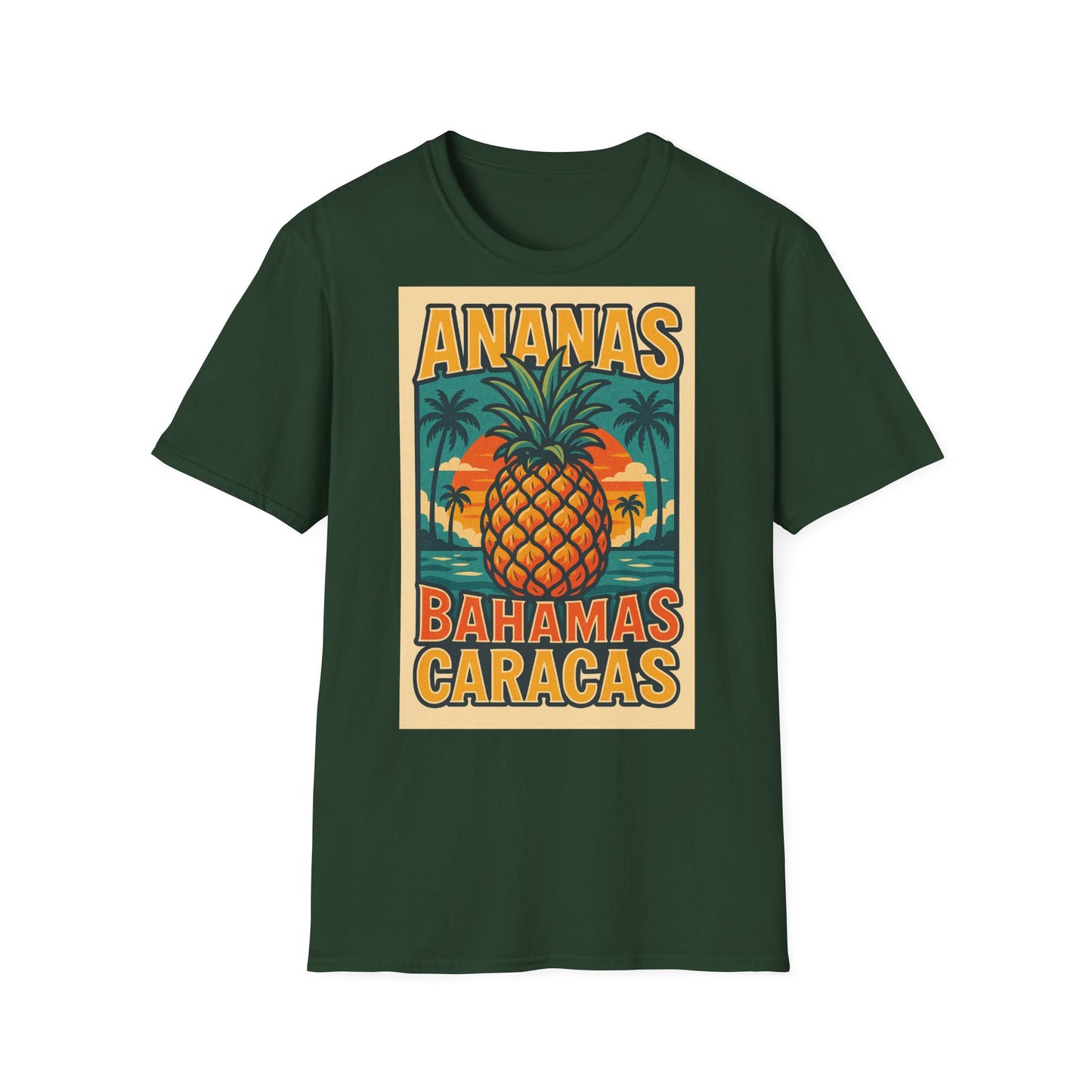 Tropical Graphic Tee, Retro Pineapple Unisex T-Shirt,
