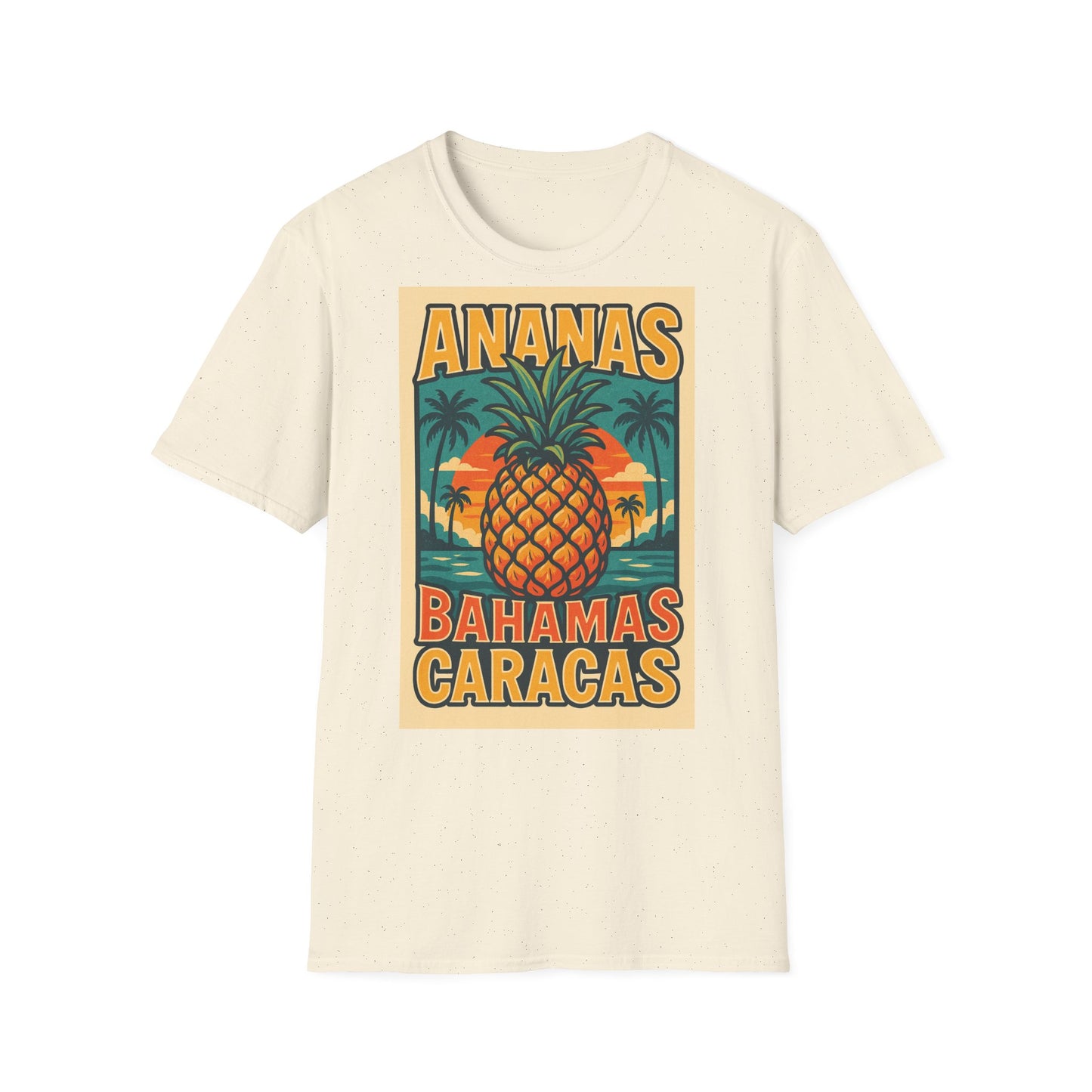 Tropical Graphic Tee, Retro Pineapple Unisex T-Shirt,