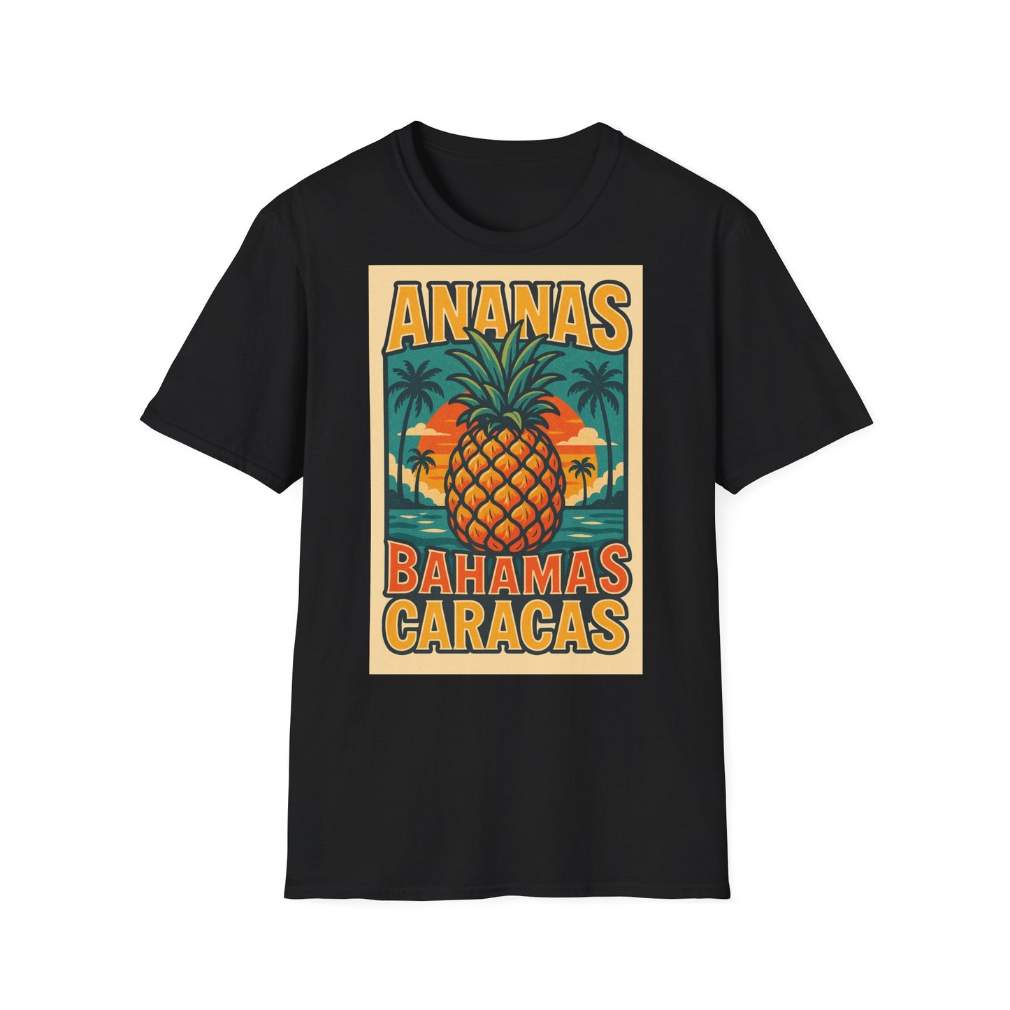 Tropical Graphic Tee, Retro Pineapple Unisex T-Shirt,