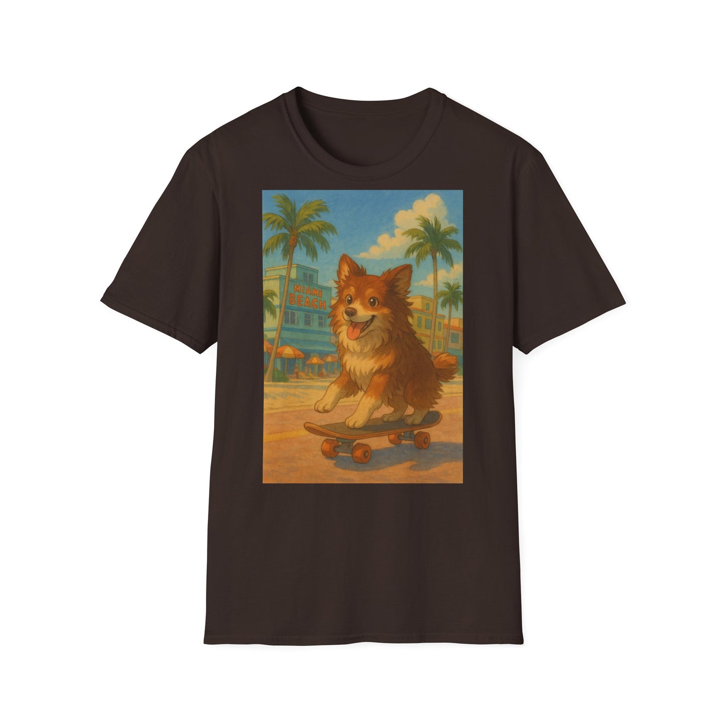 Dog on Skate Unisex T-Shirt - Cute Puppy Skateboarding Tee