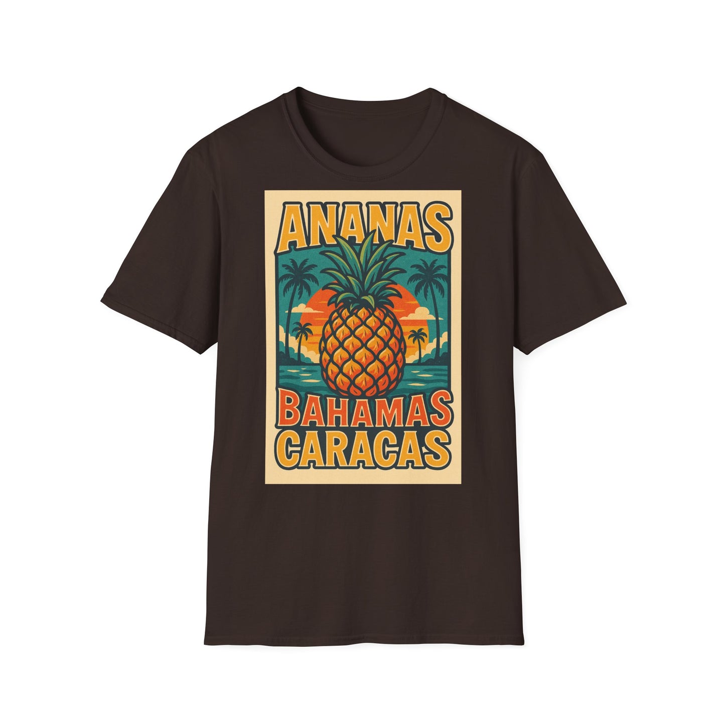 Tropical Graphic Tee, Retro Pineapple Unisex T-Shirt,