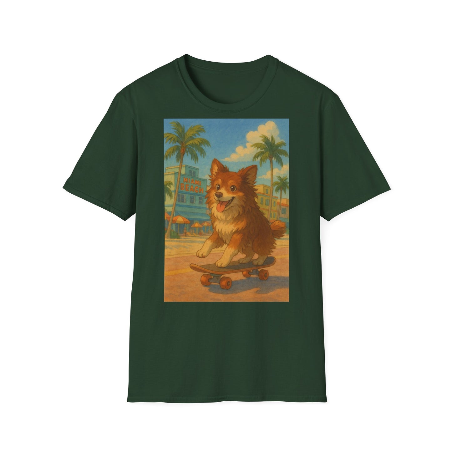 Dog on Skate Unisex T-Shirt - Cute Puppy Skateboarding Tee