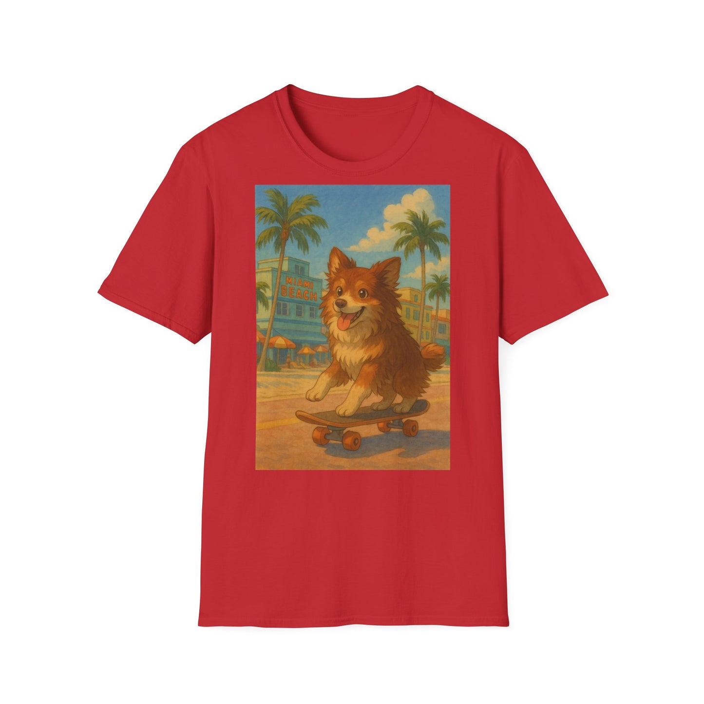 Dog on Skate Unisex T-Shirt - Cute Puppy Skateboarding Tee