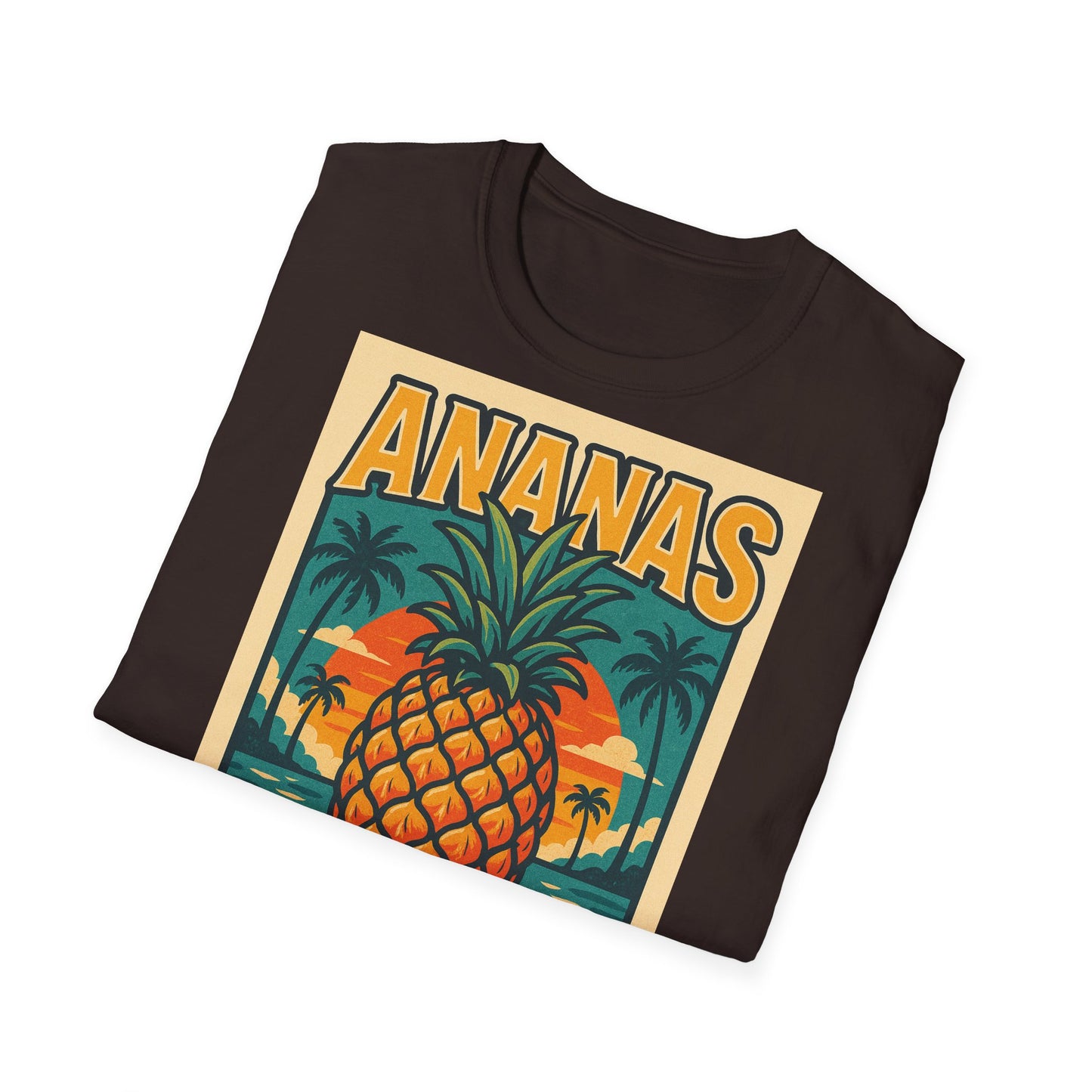 Tropical Graphic Tee, Retro Pineapple Unisex T-Shirt,