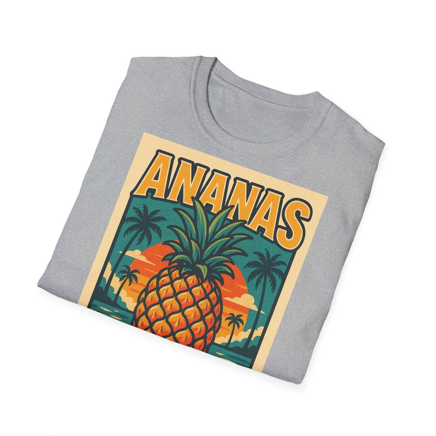 Tropical Graphic Tee, Retro Pineapple Unisex T-Shirt,