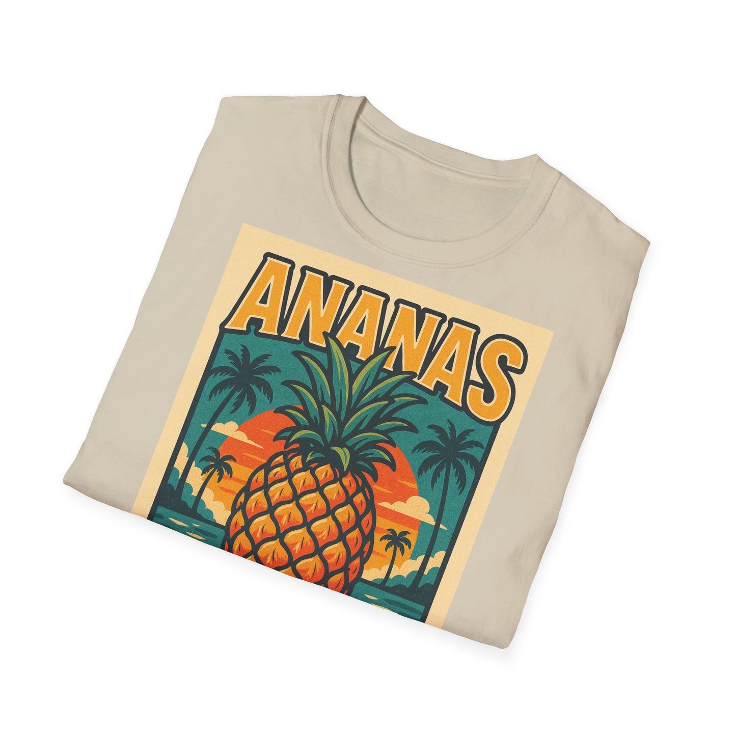 Tropical Graphic Tee, Retro Pineapple Unisex T-Shirt,