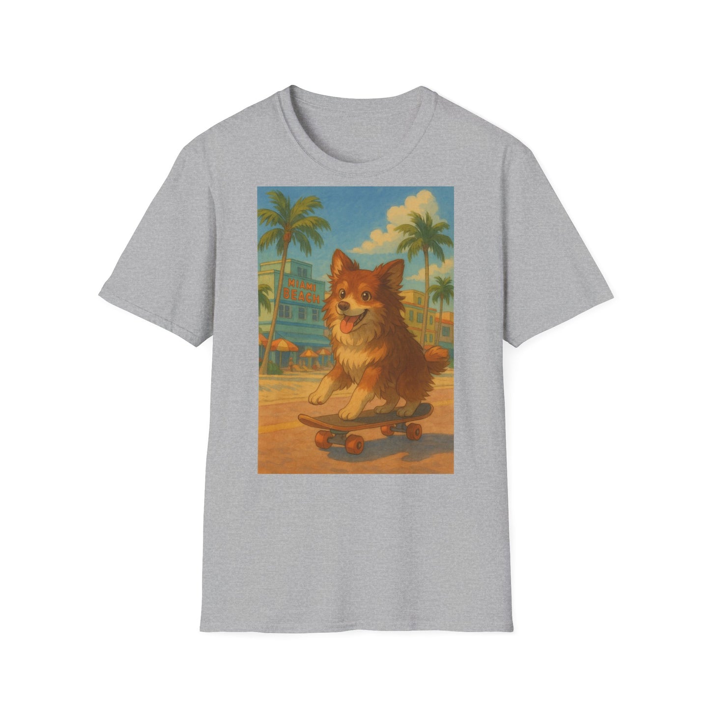 Dog on Skate Unisex T-Shirt - Cute Puppy Skateboarding Tee