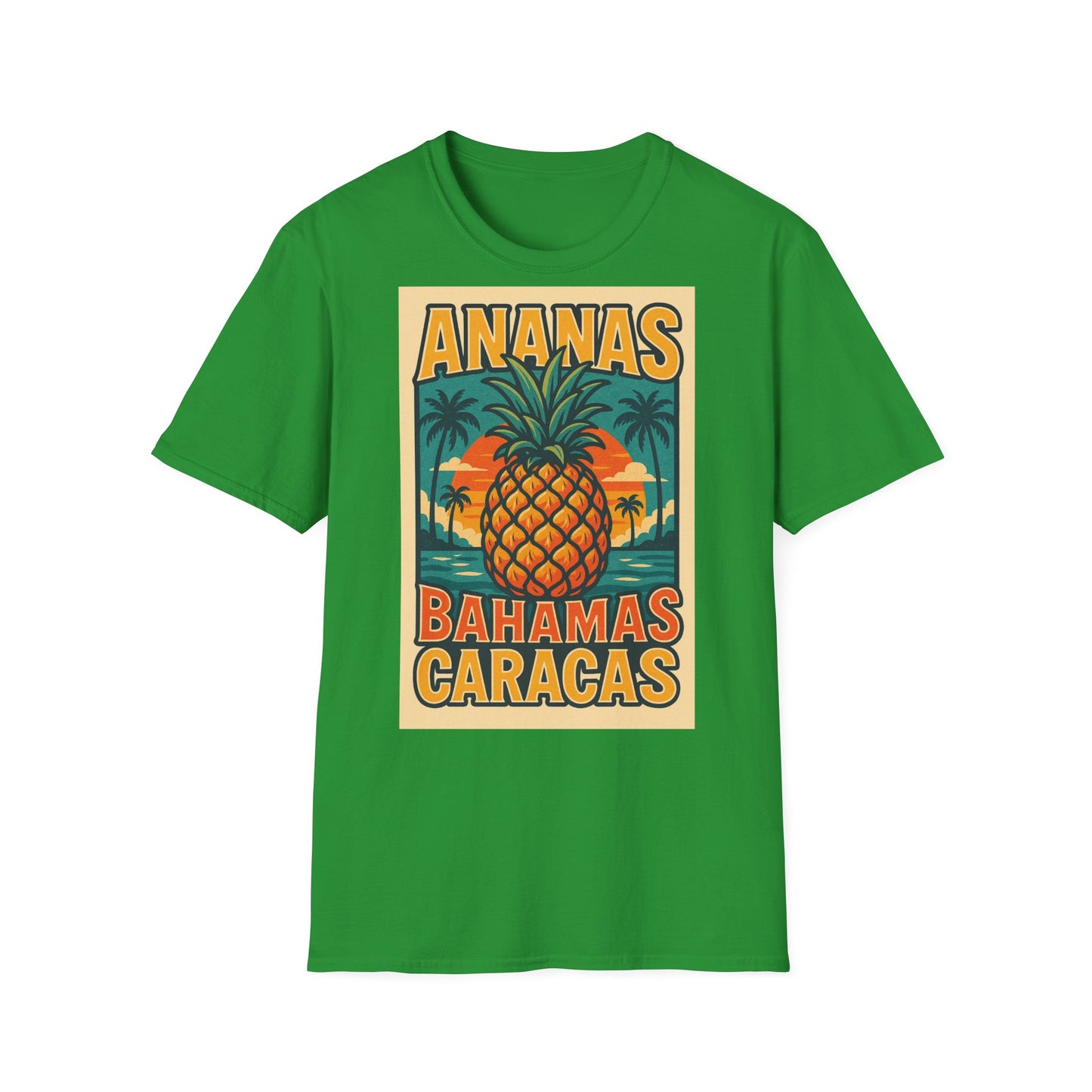 Tropical Graphic Tee, Retro Pineapple Unisex T-Shirt,