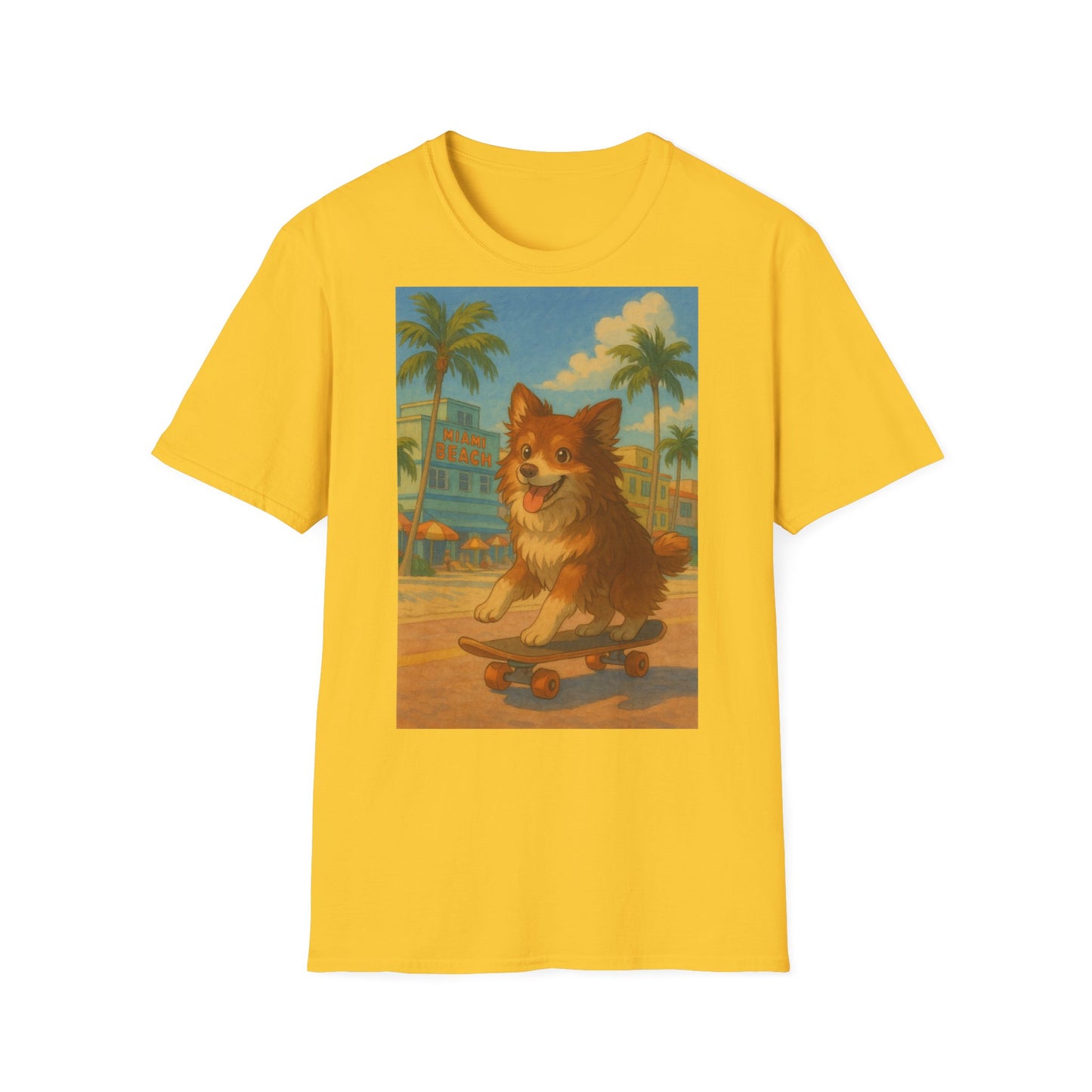 Dog on Skate Unisex T-Shirt - Cute Puppy Skateboarding Tee