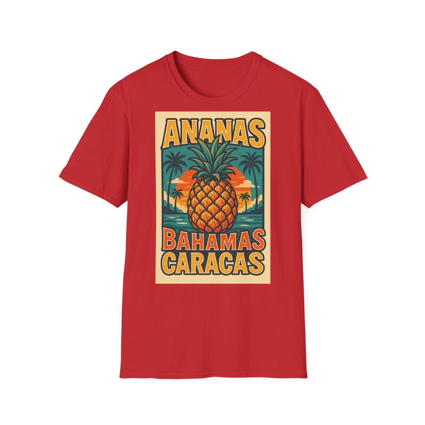 Tropical Graphic Tee, Retro Pineapple Unisex T-Shirt,