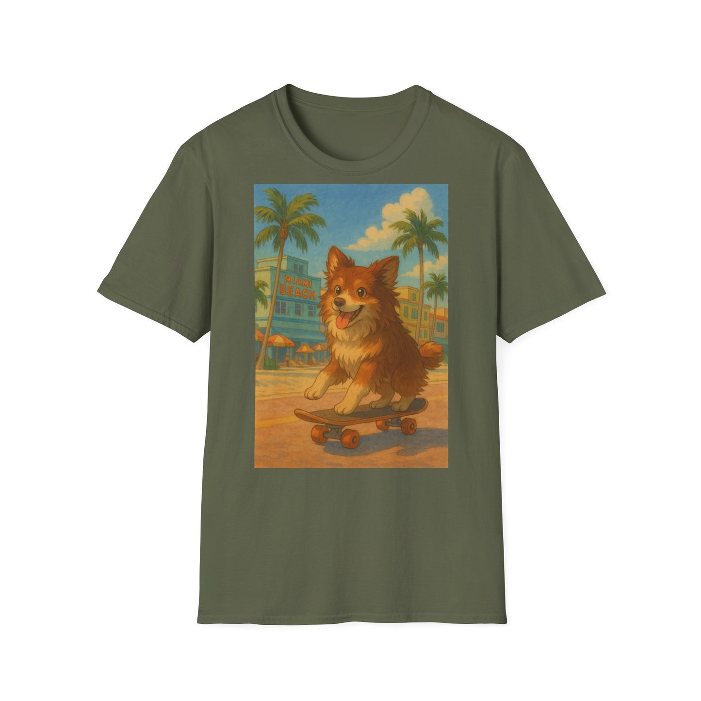 Dog on Skate Unisex T-Shirt - Cute Puppy Skateboarding Tee
