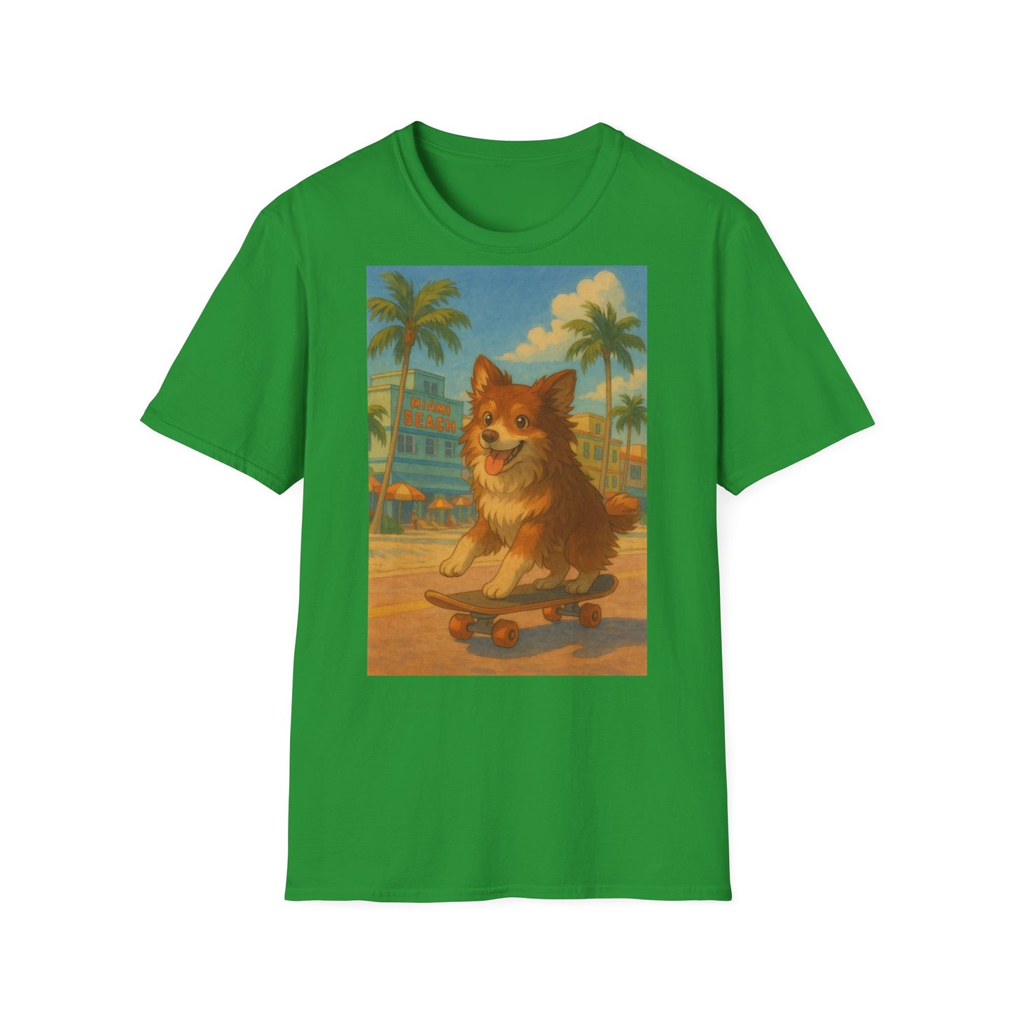 Dog on Skate Unisex T-Shirt - Cute Puppy Skateboarding Tee