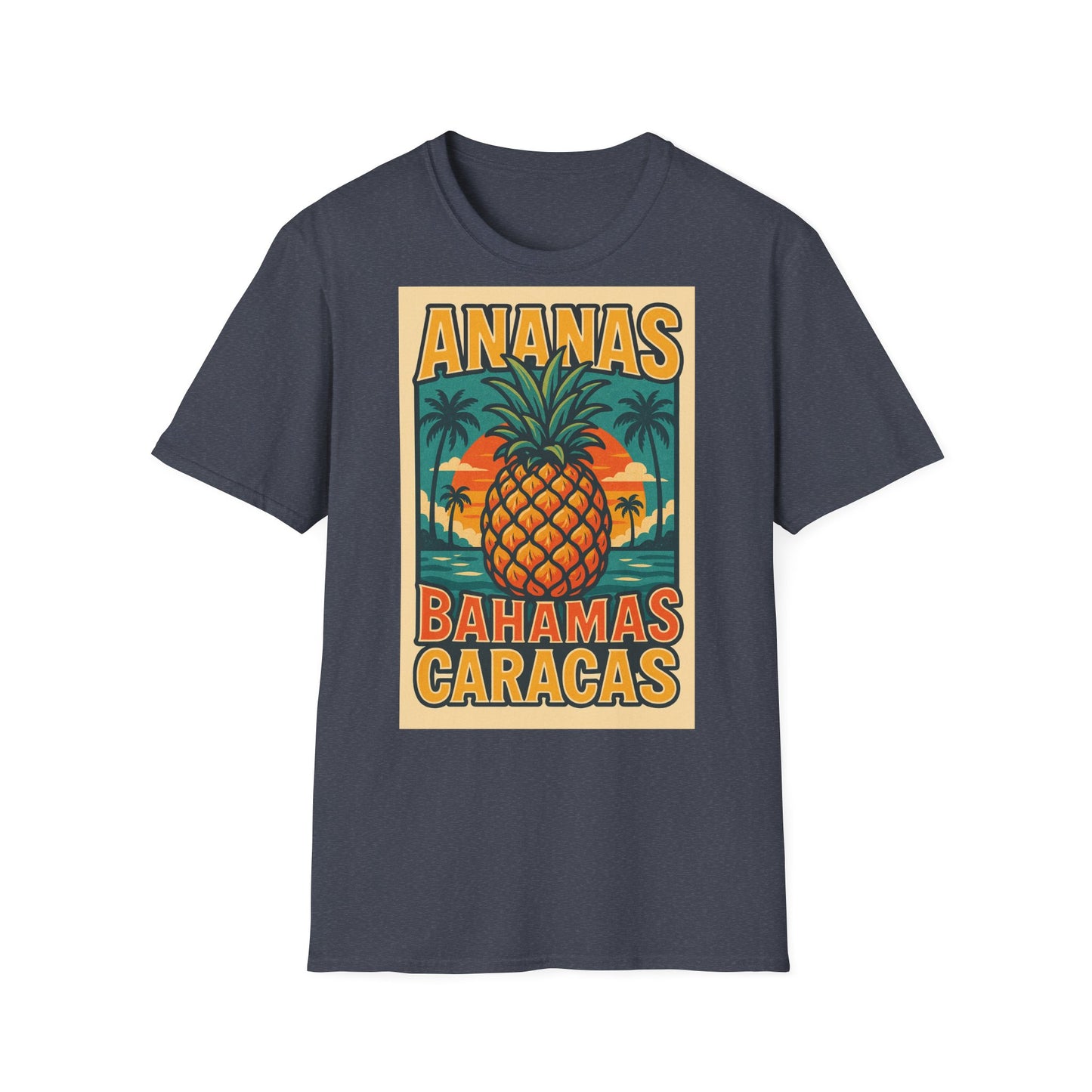 Tropical Graphic Tee, Retro Pineapple Unisex T-Shirt,