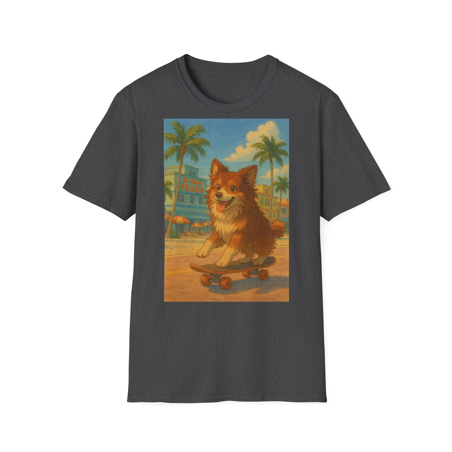 Dog on Skate Unisex T-Shirt - Cute Puppy Skateboarding Tee