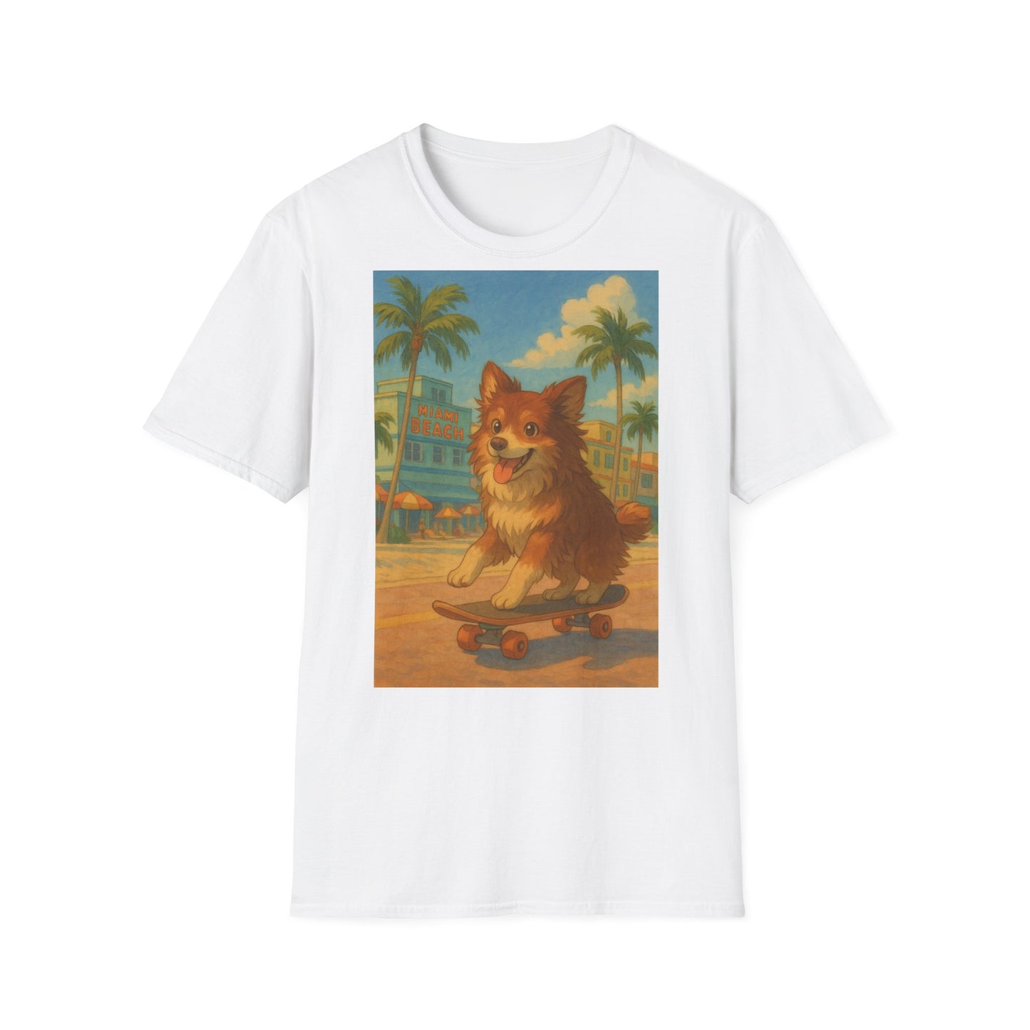 Dog on Skate Unisex T-Shirt - Cute Puppy Skateboarding Tee