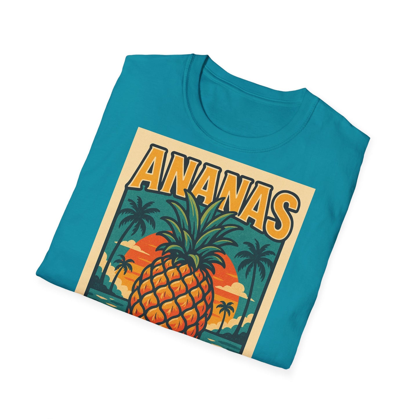 Tropical Graphic Tee, Retro Pineapple Unisex T-Shirt,