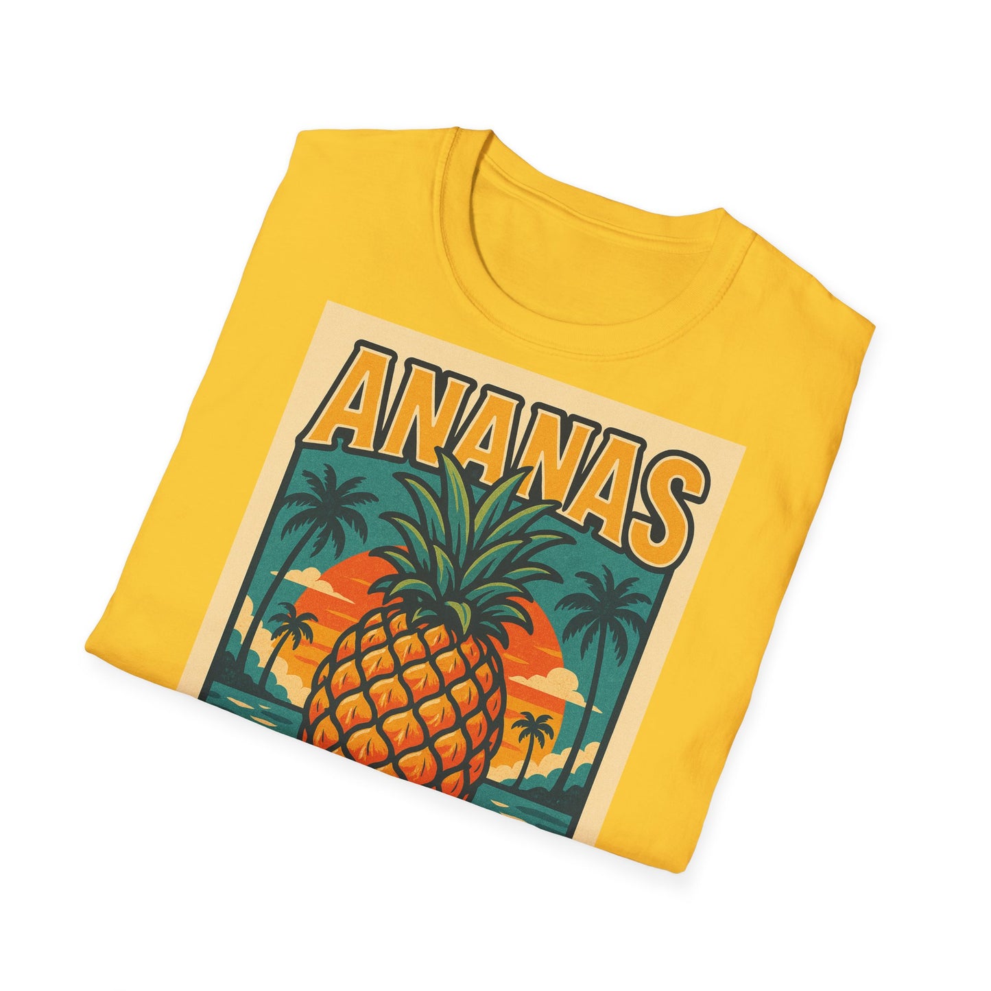 Tropical Graphic Tee, Retro Pineapple Unisex T-Shirt,