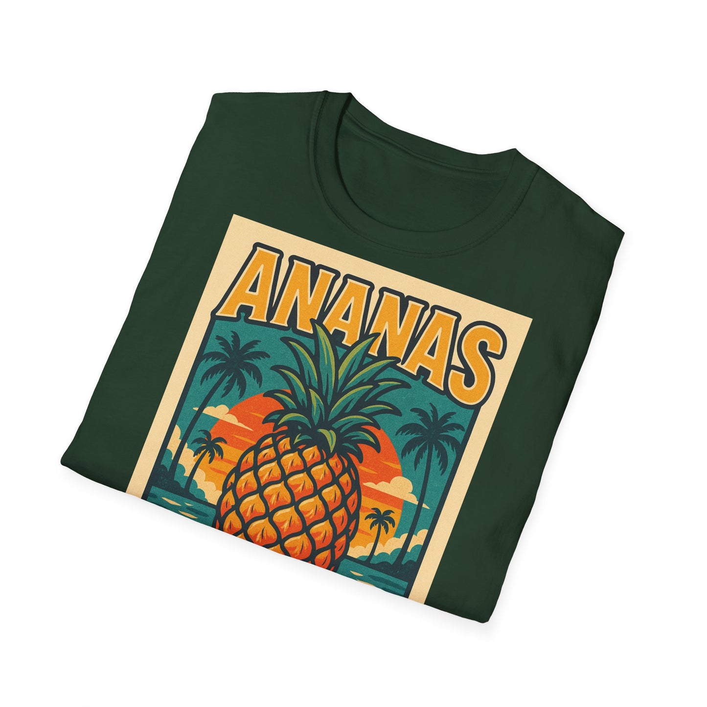 Tropical Graphic Tee, Retro Pineapple Unisex T-Shirt,
