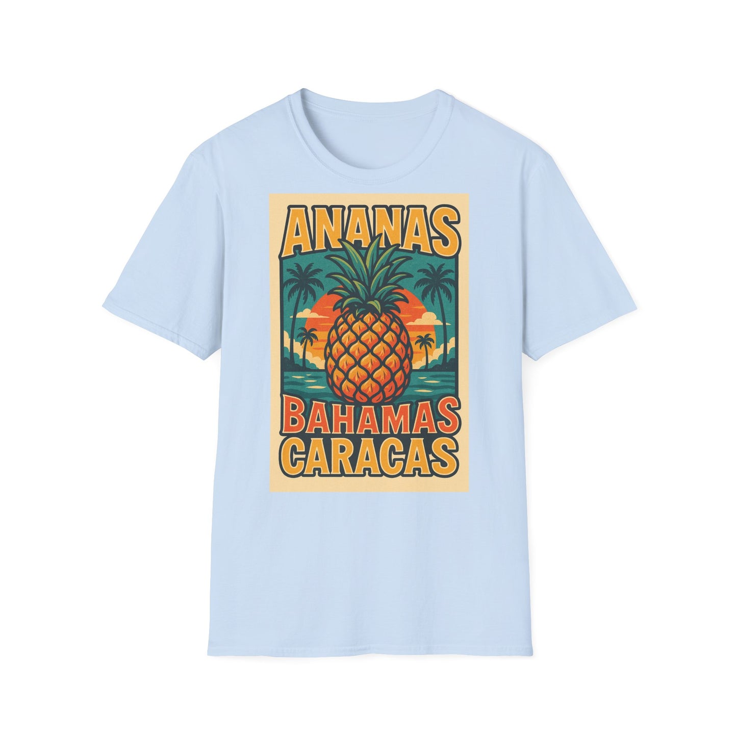 Tropical Graphic Tee, Retro Pineapple Unisex T-Shirt,